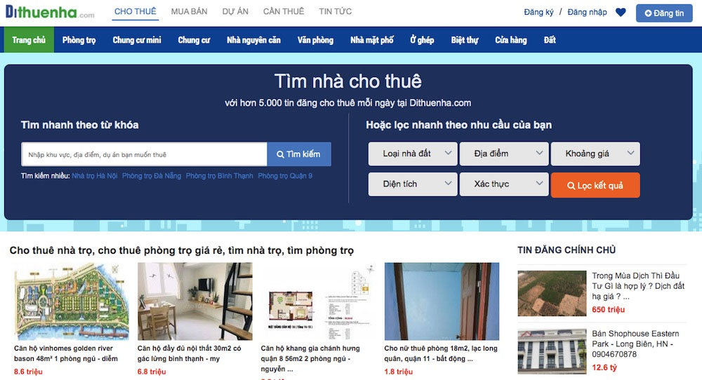 Cấu trúc thiết kế website cho thuê phòng trọ